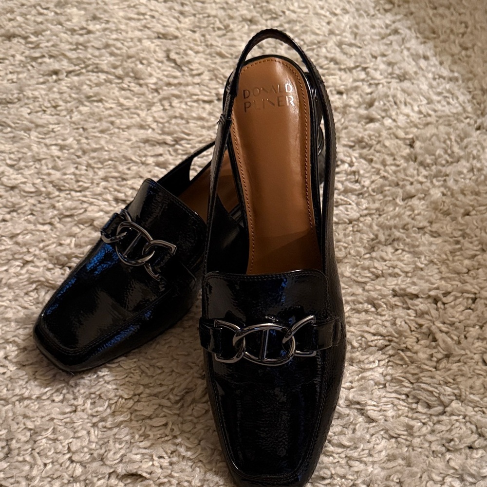 Donald J. Pliner -Tegan Shiny Black Slingback Loafers  New! Never worn no box!